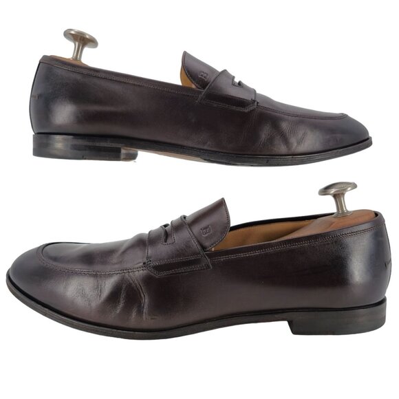 Bally Switzerland Webb Dark Brown Leather Penny Loafers Mens 10.5 Dress Shoes - Picture 4 of 11